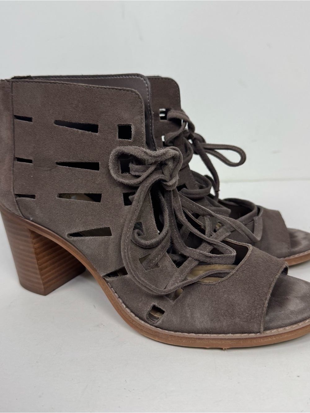 Vince Camuto Leather Suede Open Toe Heeled Strappy Sandals Heels